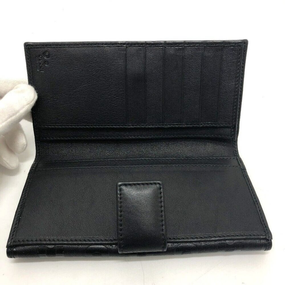 GUCCI Embossed all over pattern Bifold Long Wallet Leather Black - Picture 5 of 11